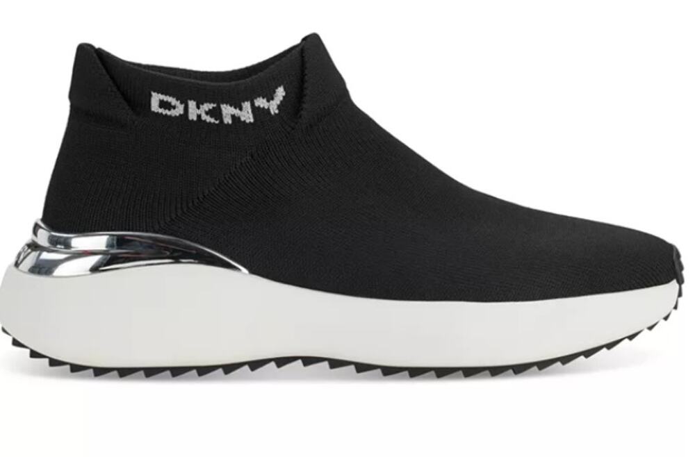DKNY Zhavia Shoes Women's Size 5.5 Black Knit Slip On Platform Sneakers New Box